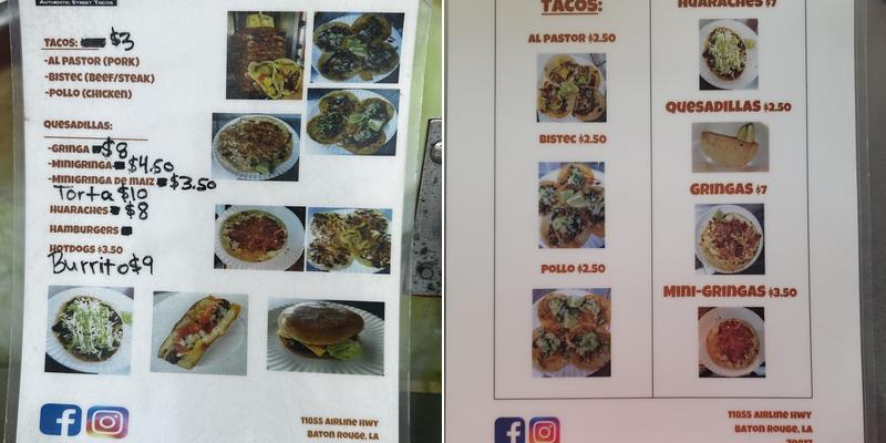 Tacos El Mosco Menu