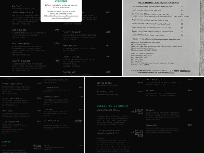 Dad's Menu