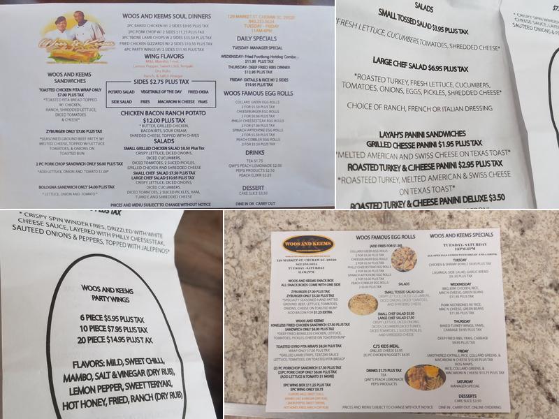 Woos and Keems Soulfood Restaurant LLC Menu