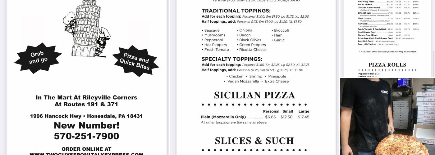 Two Guys from Italy Express of Rileyville Menu