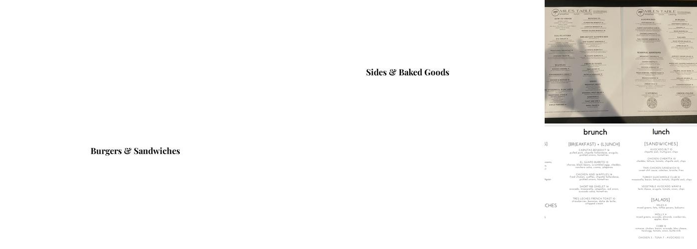 Miles Table Menu