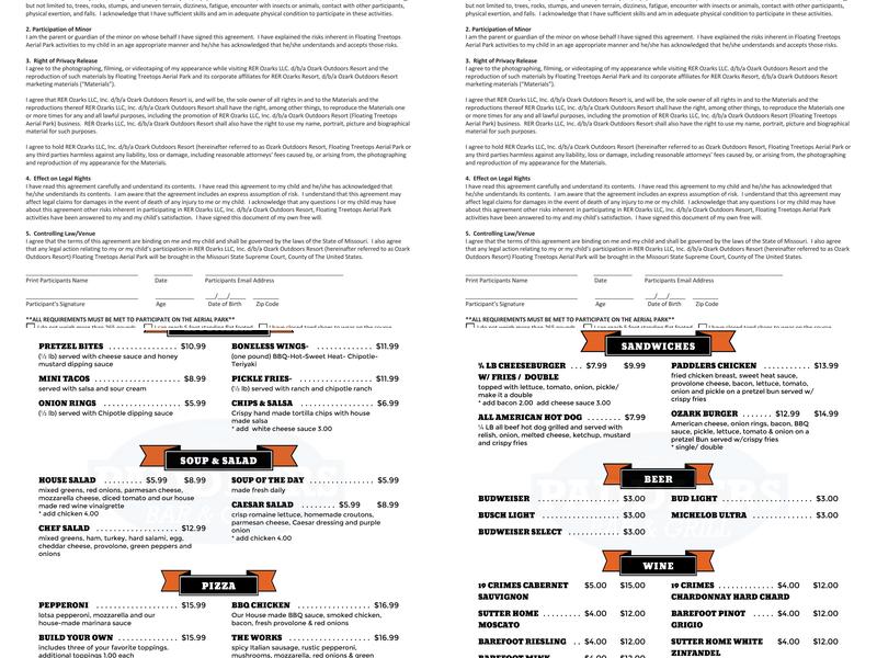 Paddlers Bar & Grill Menu