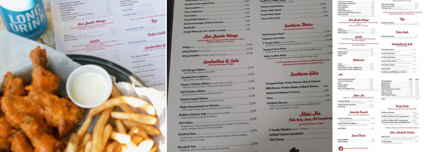 Classic City Eats Menu