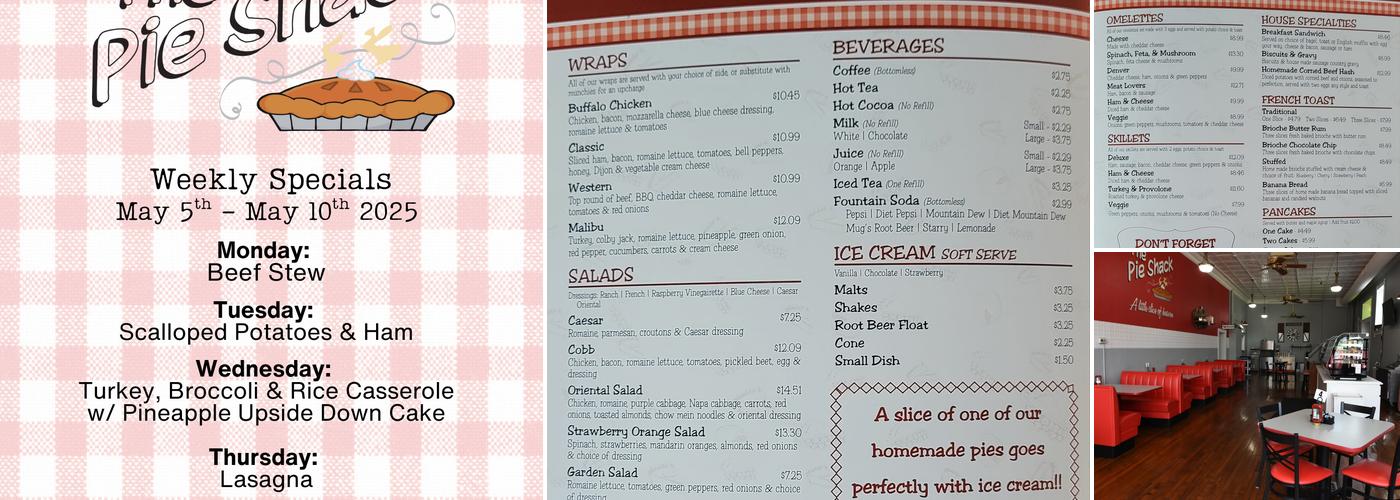Pie Shack Menu