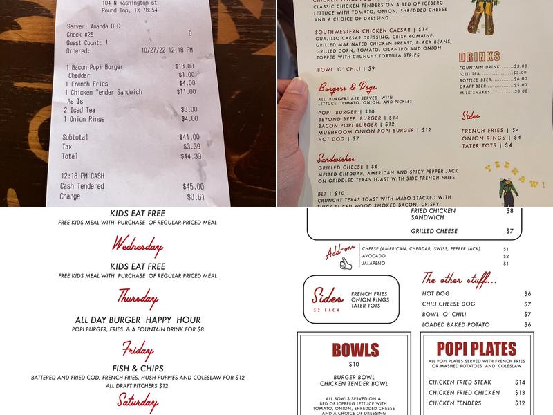 Popi Burger Menu