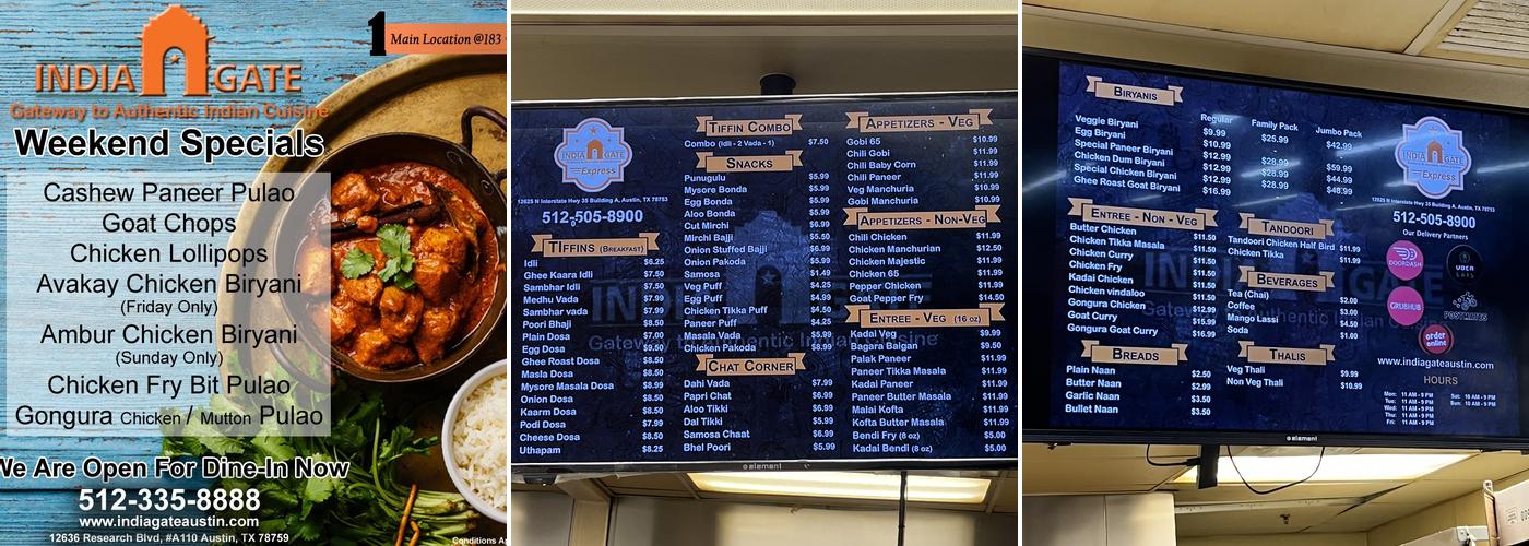 India Gate Menu