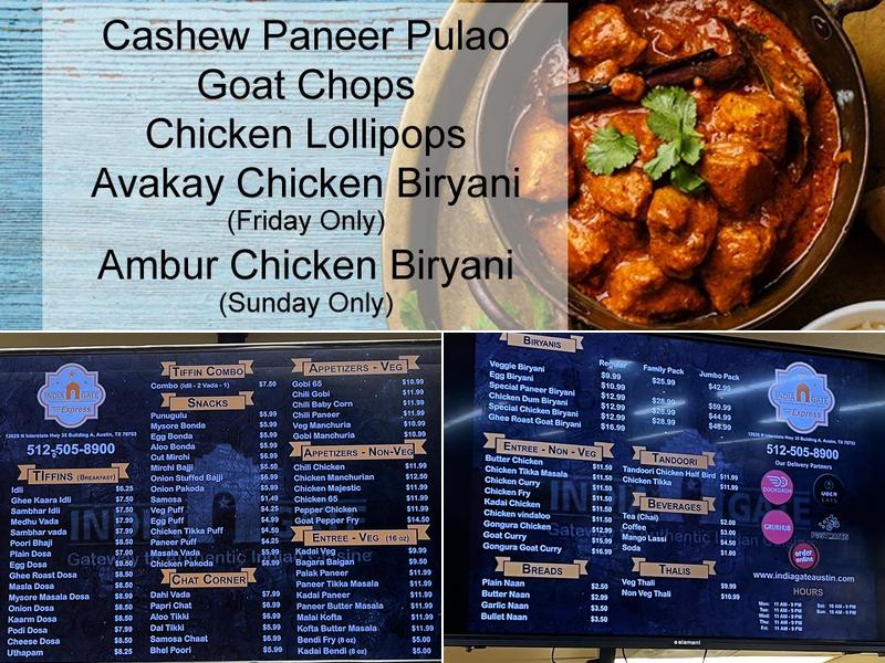 India Gate Menu