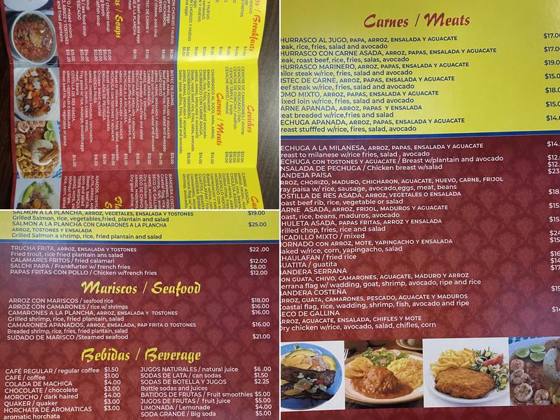 Restaurante Ecuatoriano Virgen de la Nube Menu