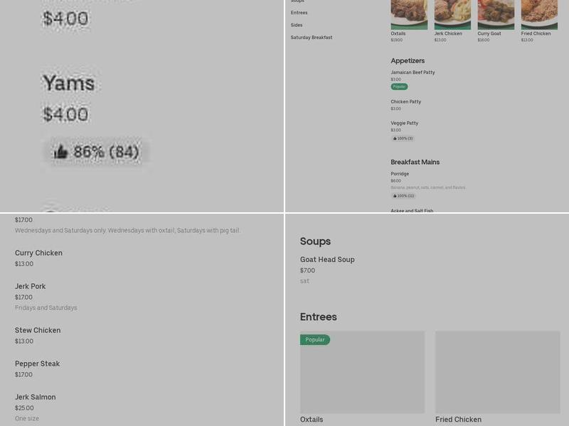 Audrey’s Caribbean kitchen Menu