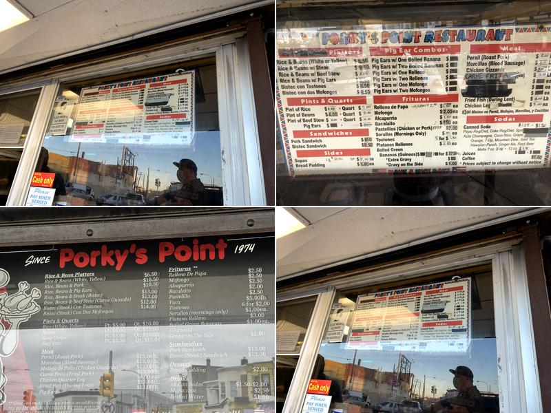 Porky's Point Restaurant Menu