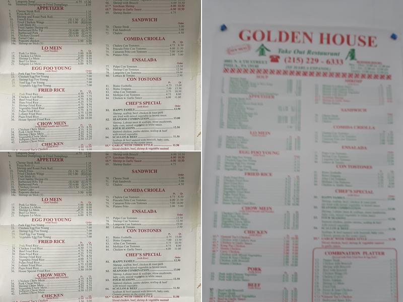 Golden House Menu