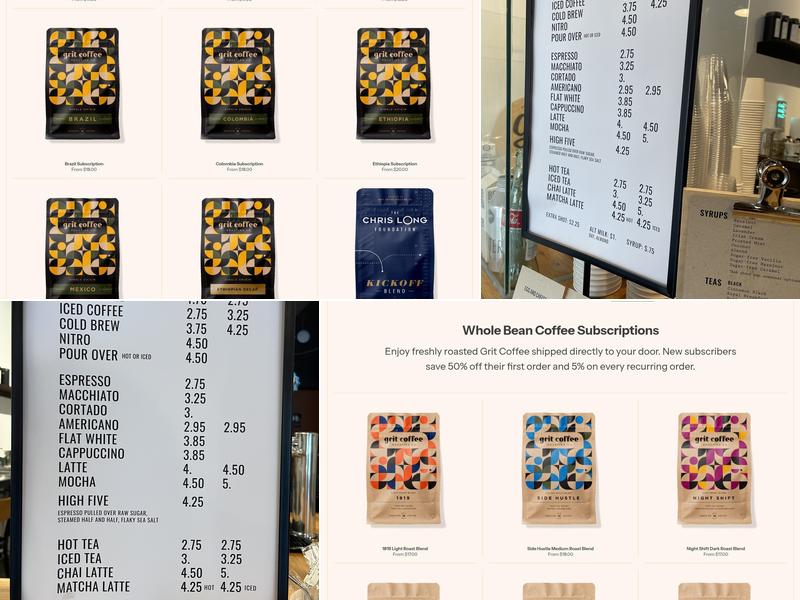 Grit Coffee, Libbie Grove Menu