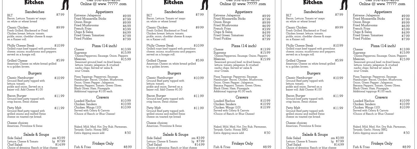 Captain Fins Snack Shack Menu