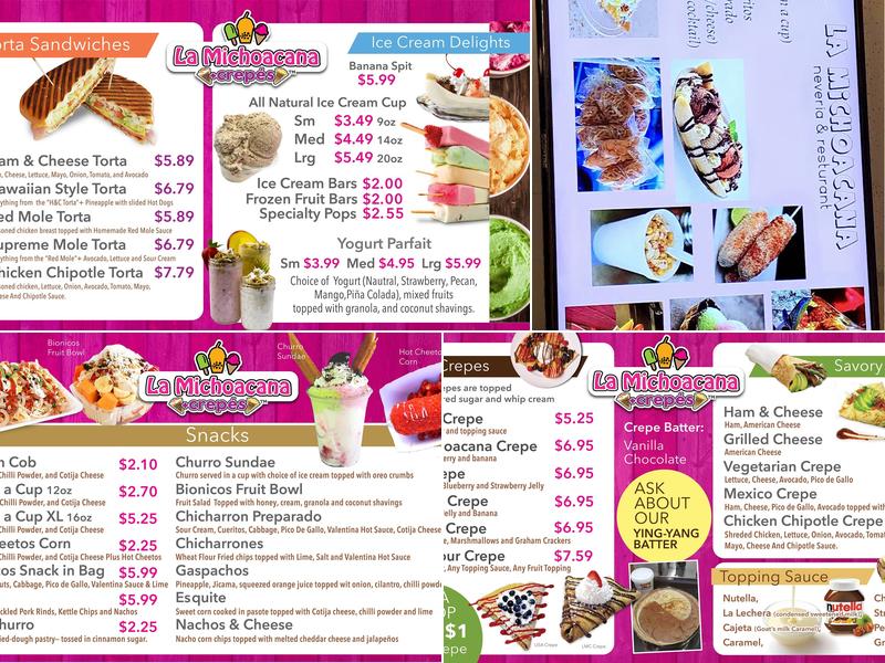 La Michoacana Neveria & Restaurant, Inc. Menu