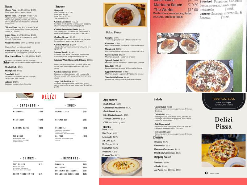 Delizi Pizza Menu