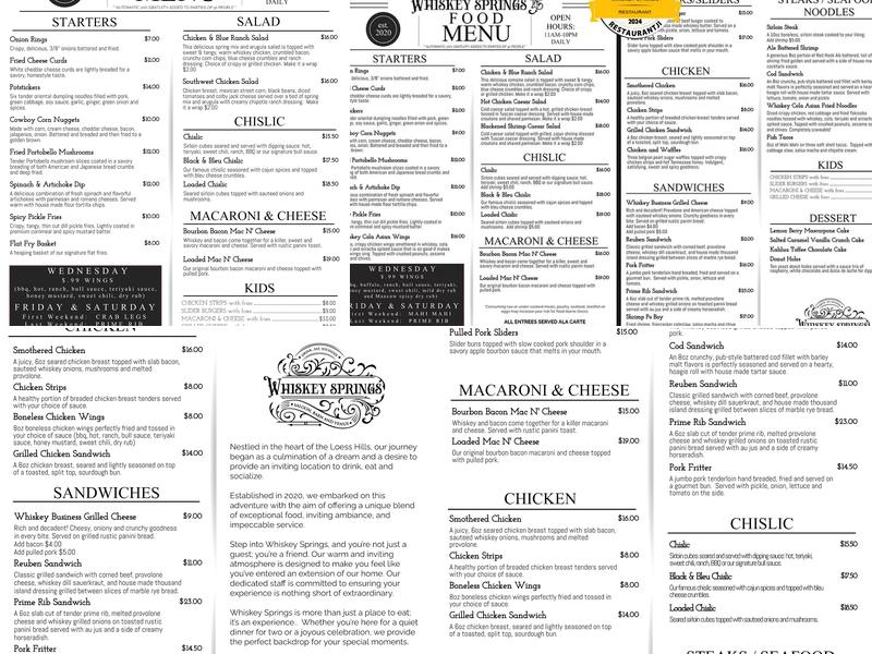 Whiskey Springs Menu
