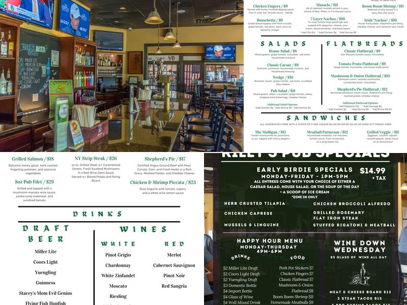 Riley's Pub Menu