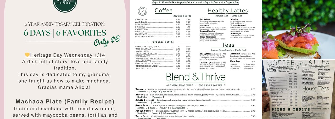 Armonia Kitchen Menu