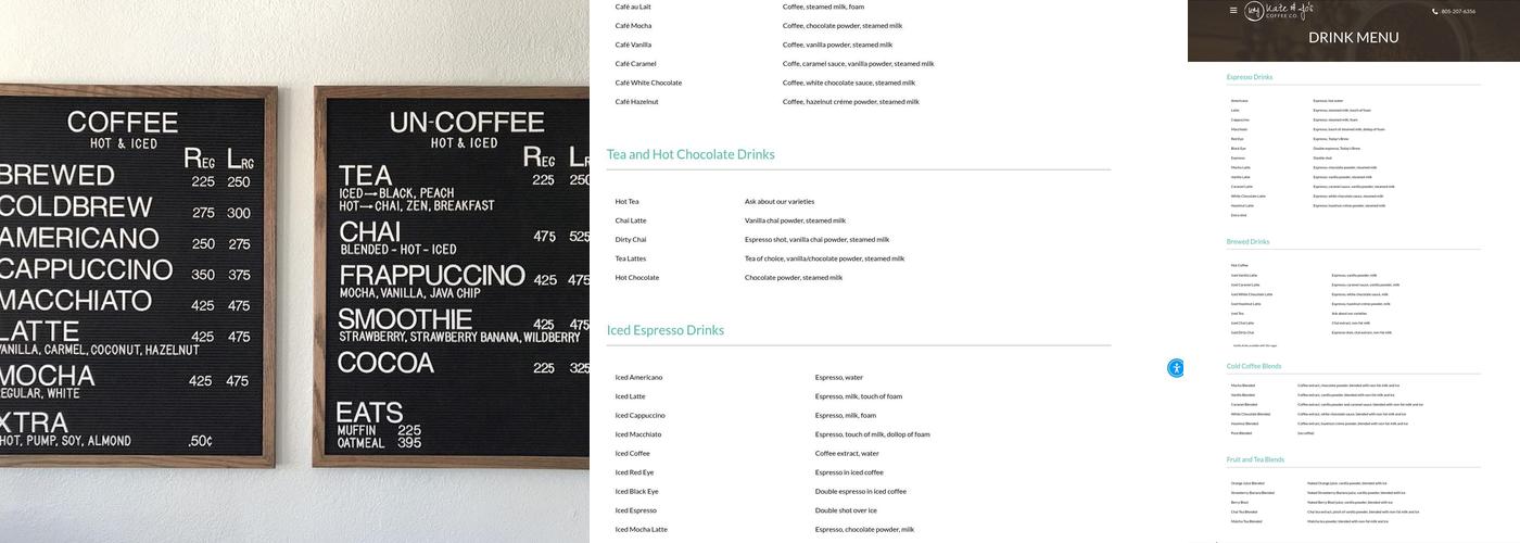 Kate & Joes Coffee Co Menu