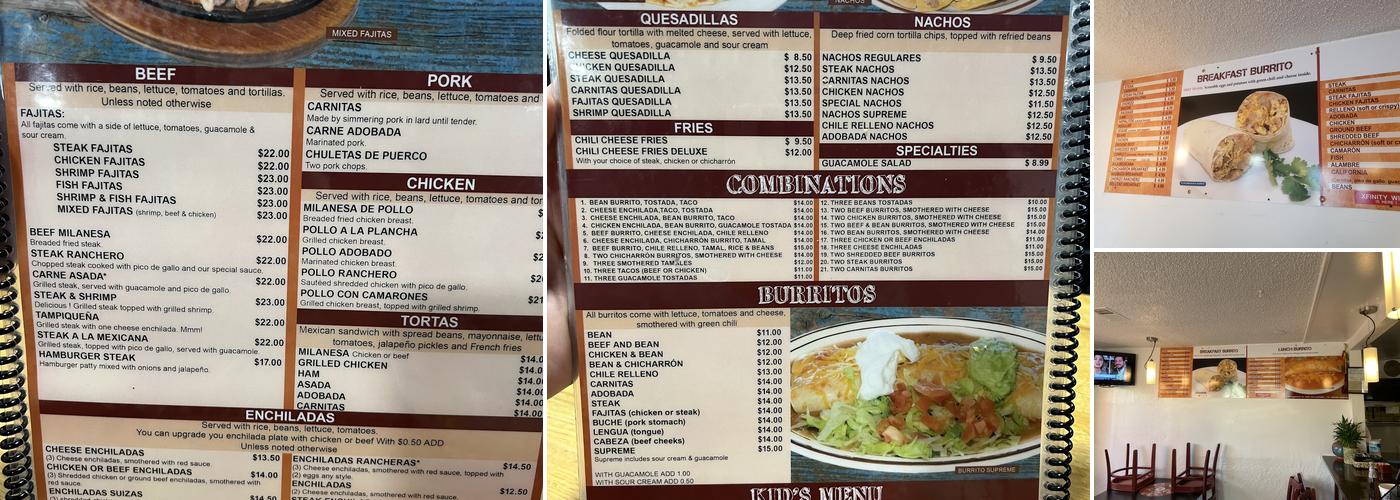 Chuladas Menu