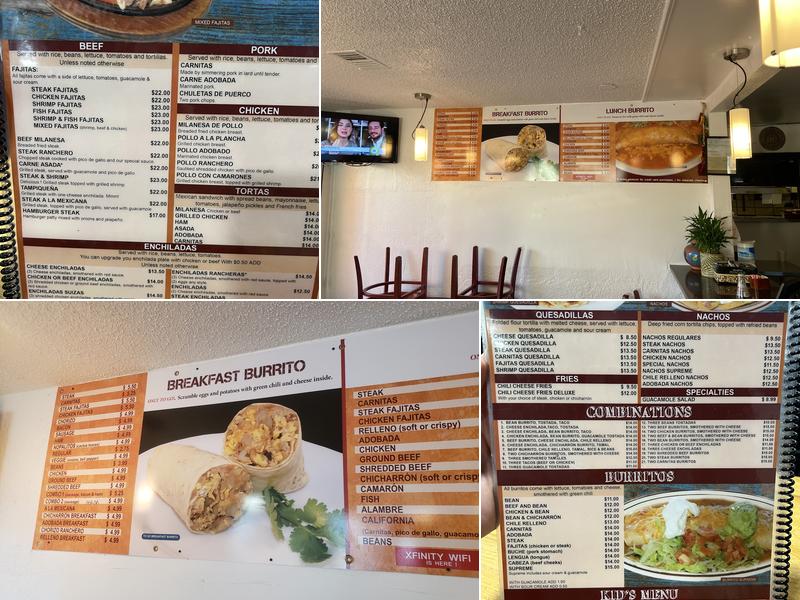 Chuladas Menu