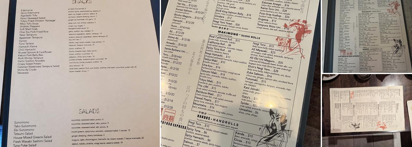 Tatsumi Sushi Menu