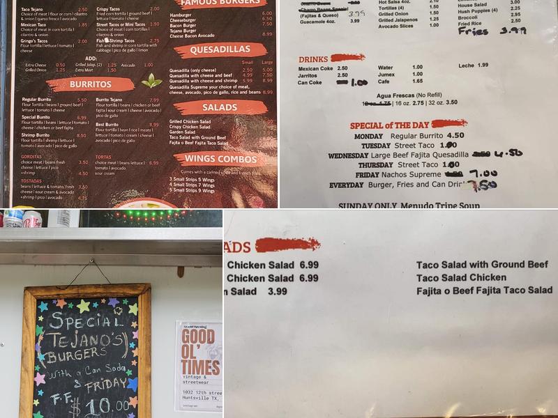 EL TEJANO Menu
