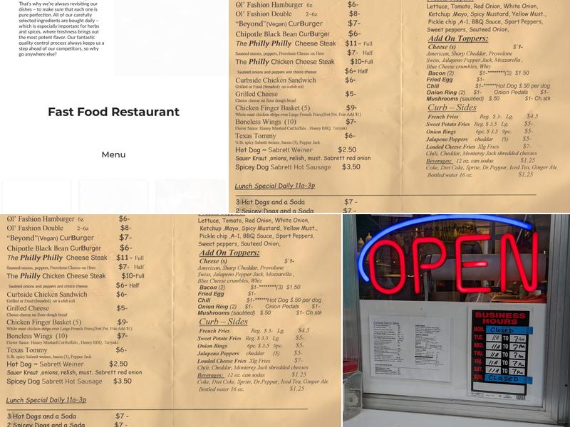 Curbside Express Menu