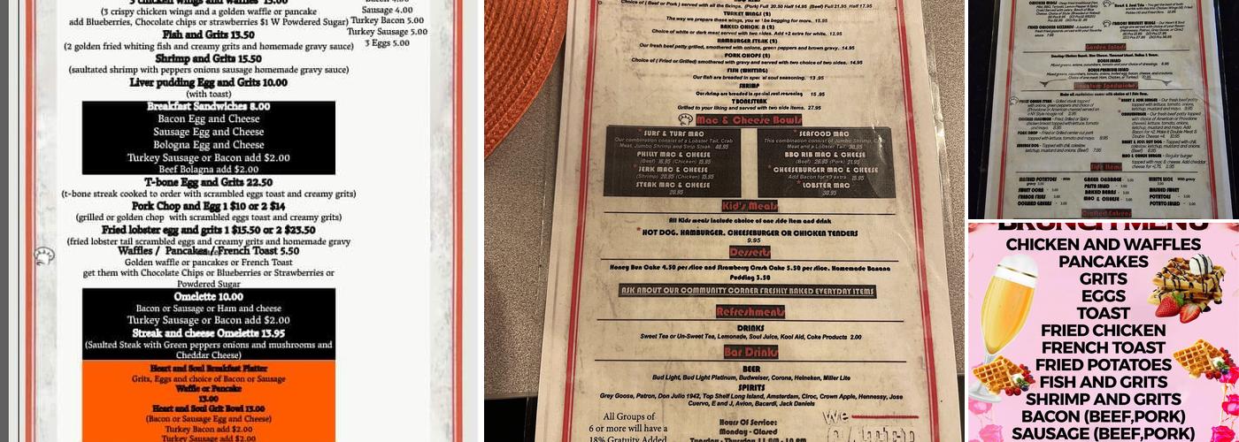 Heart&Soul Soulfood and Lounge Menu