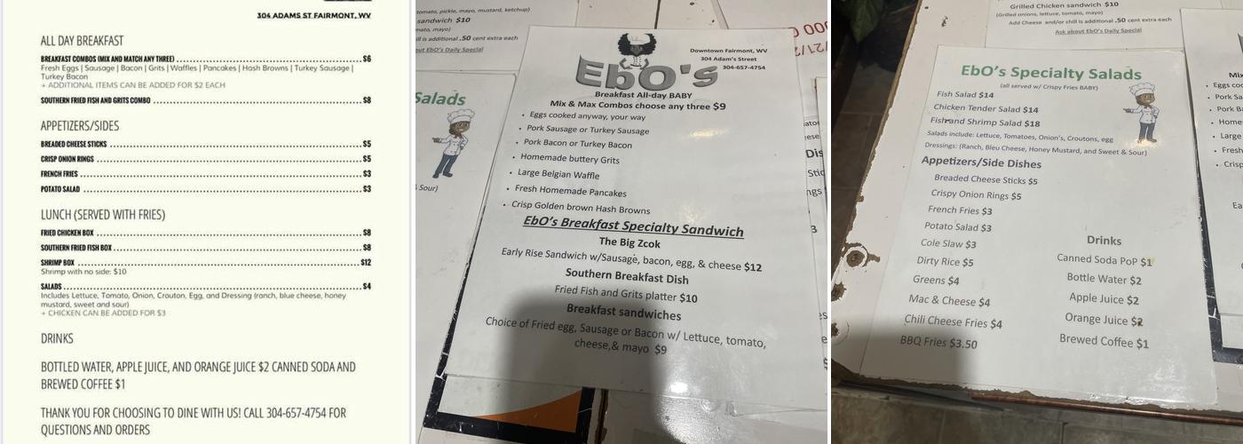 EBO's Menu