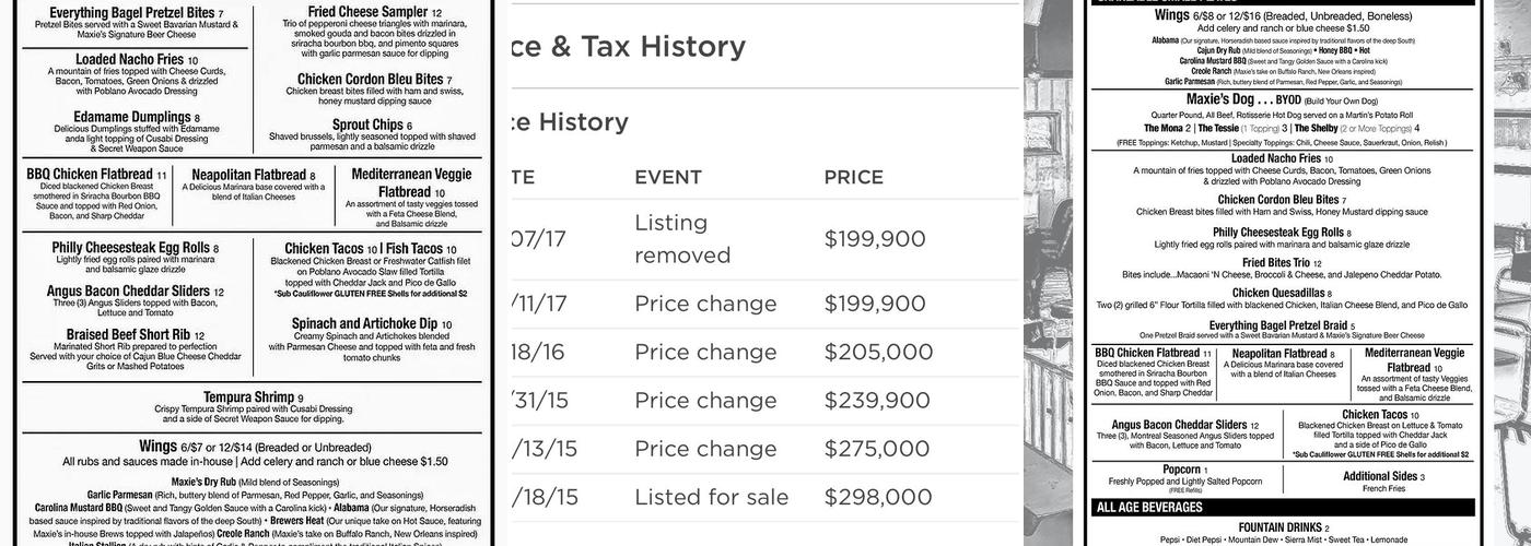 Maxies Brew House Menu