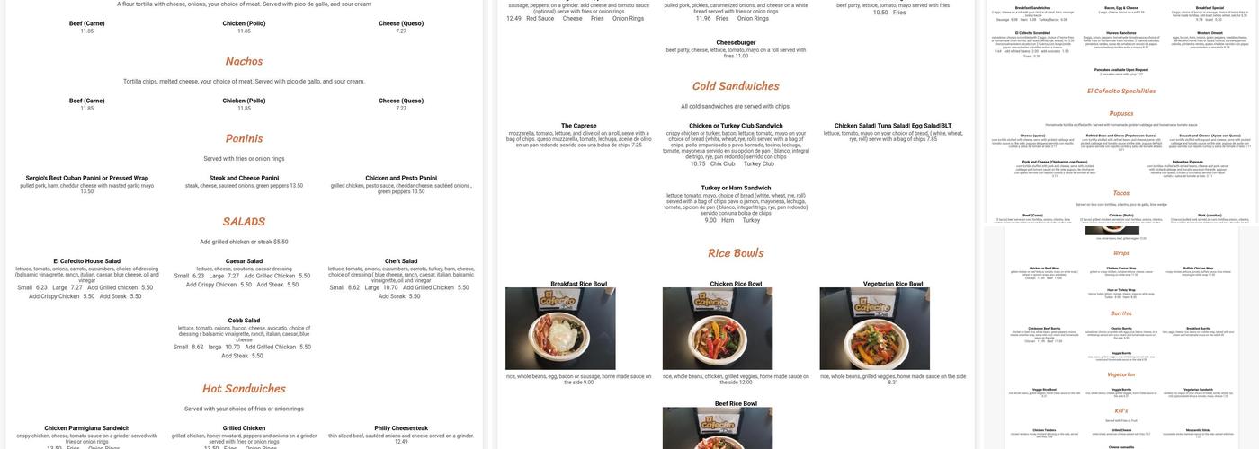 El cafecito deli Menu