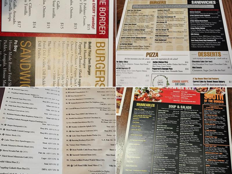 The Tap House West End Menu