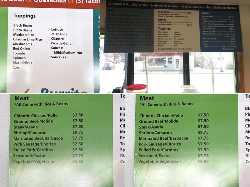 Hernandez Burrito Menu
