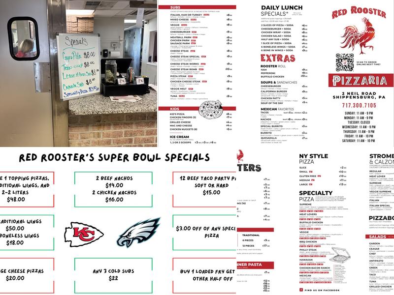 Red Rooster Pizzaria Menu
