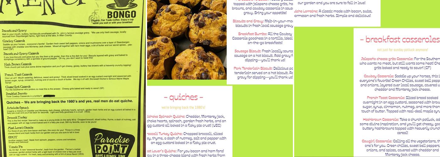 Paradise Point Menu