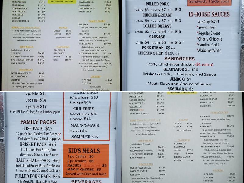 Gladish's BBQ Menu