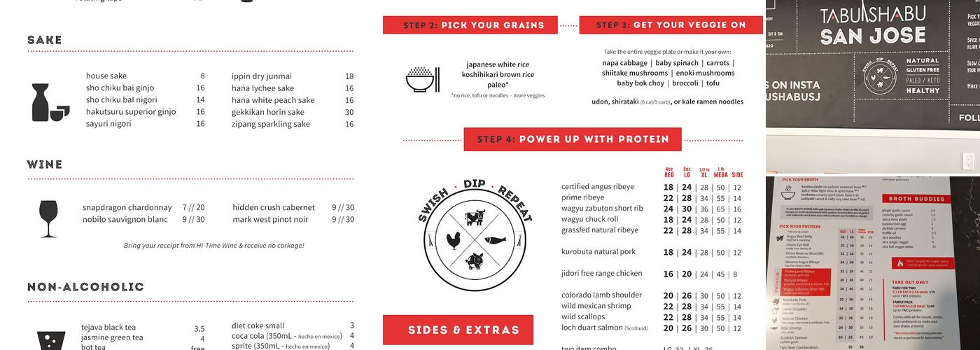 Tabu Shabu Menu
