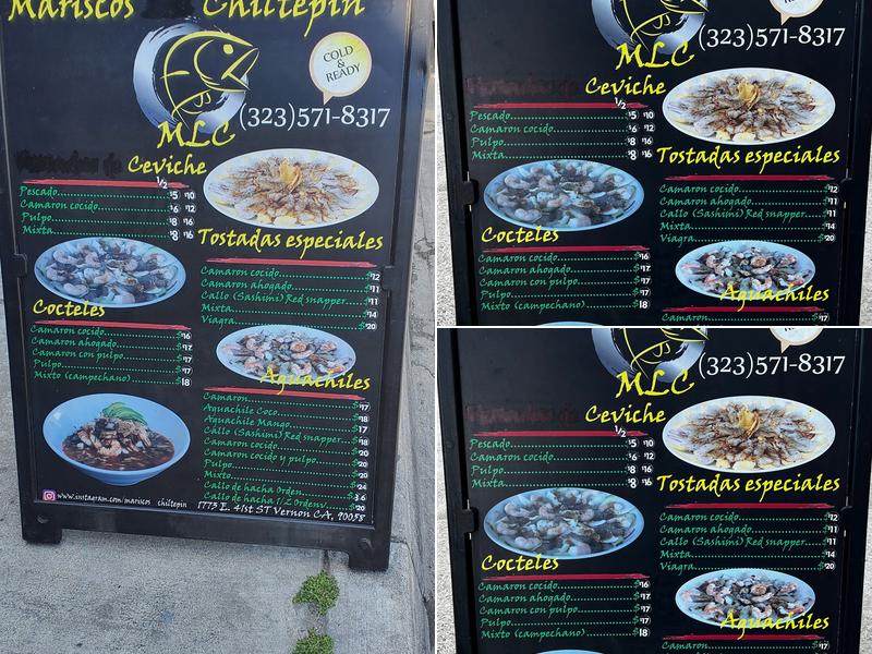 Mariscos Chiltepin Menu