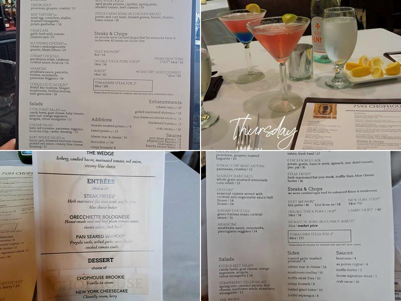 7593 Chophouse Menu