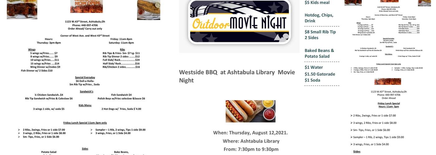 Westside Bar-B-Que and More Menu