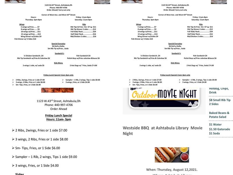 Westside Bar-B-Que and More Menu