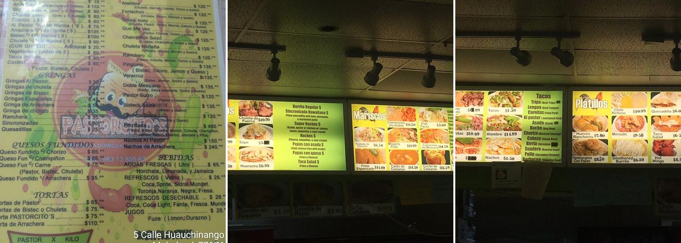 Taqueria El Pastorcito Menu