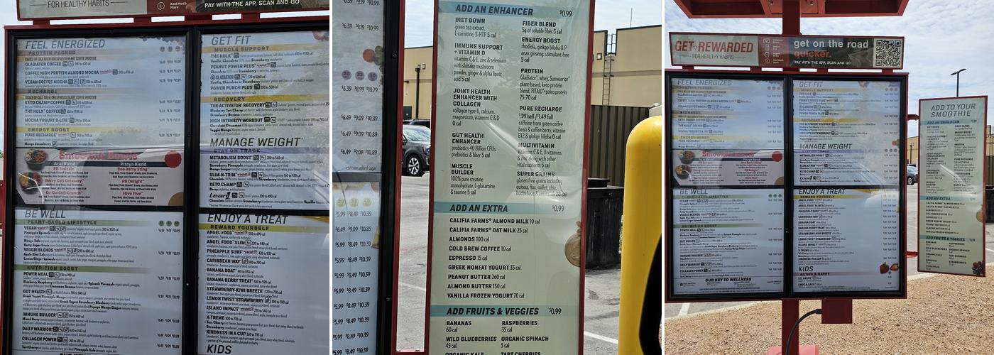 Smoothie King Menu