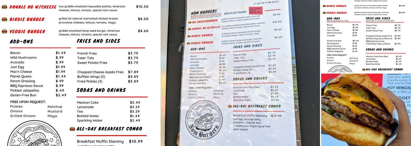 Nom Burgers Menu