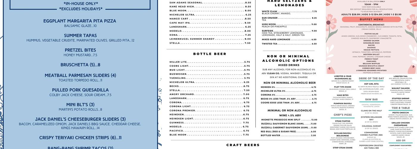 The Waterfront Menu
