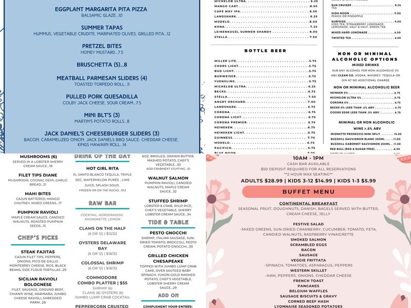 The Waterfront Menu