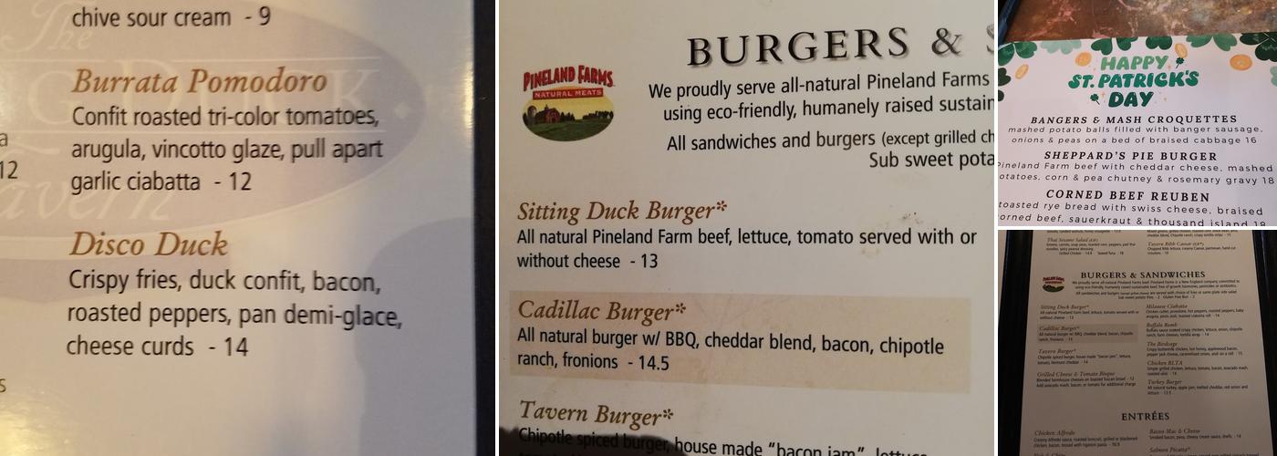 Sitting Duck Tavern Menu