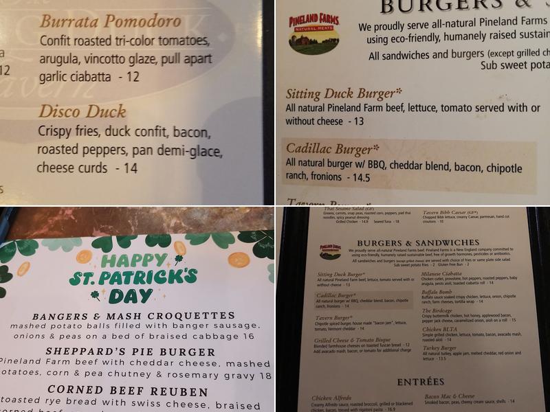 Sitting Duck Tavern Menu