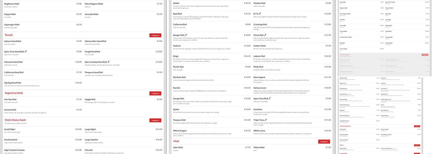 Oki Sushi Menu
